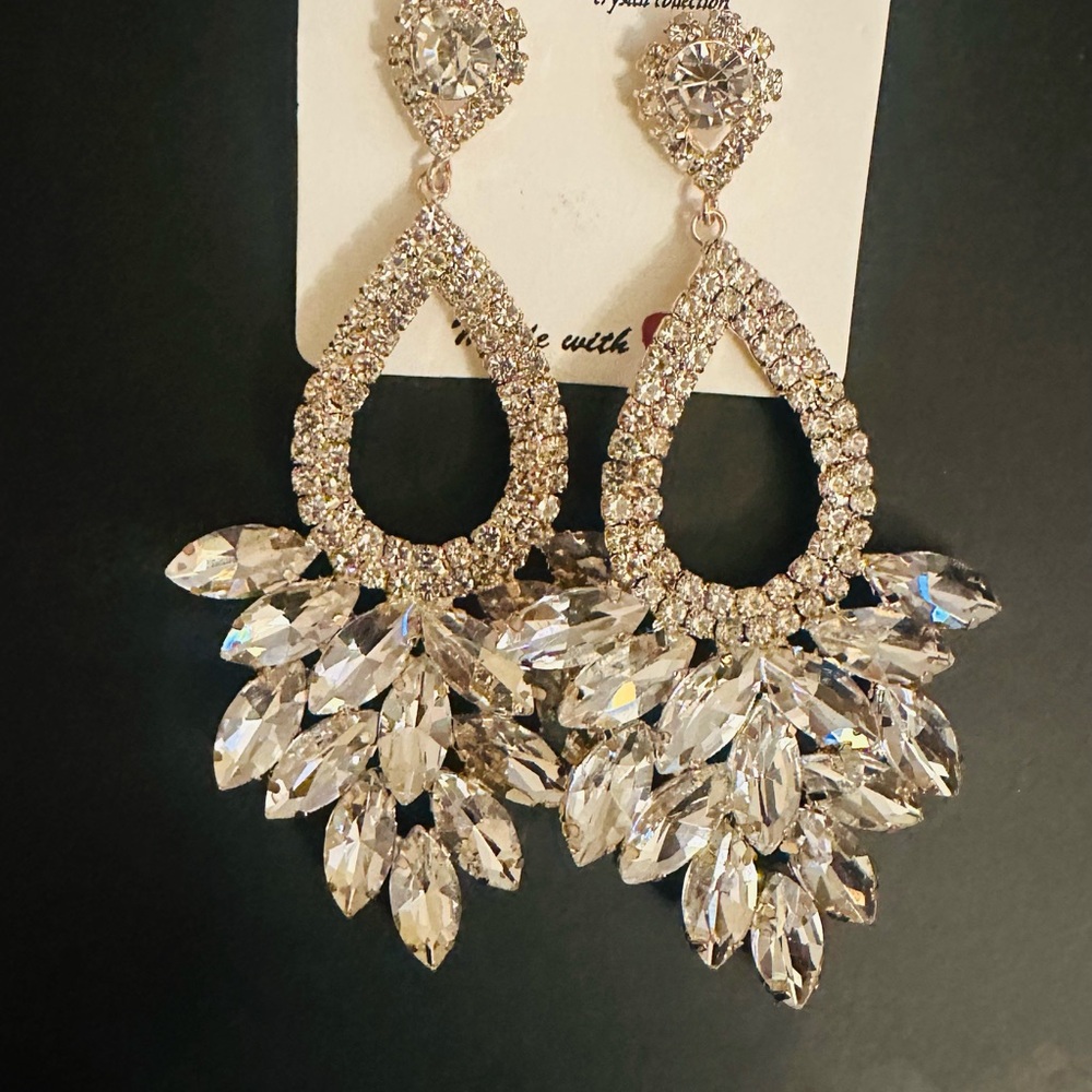 Silver Crystal Statement Earrings for Special Occasions